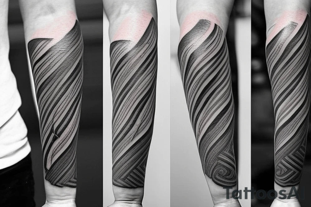 It is a tatoo on left arm. Main think is that is a straight line. But it has different thin size on the end of the main line. Those different thin size pieces are 15 centimeters long tattoo idea