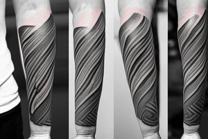 It is a tatoo on left arm. Main think is that is a straight line. But it has different thin size on the end of the main line. Those different thin size pieces are 15 centimeters long tattoo idea