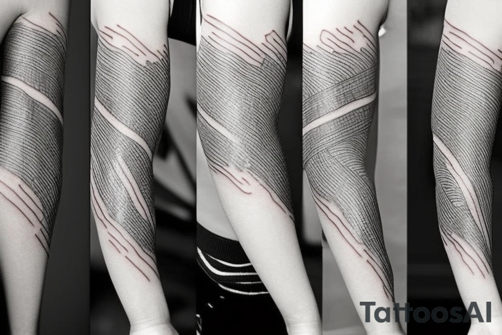 It is a tatoo on left arm. Main think is that is a straight line. But it has different thin size on the end of the main line. Those different thin size pieces are 15 centimeters long tattoo idea