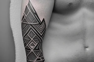 It is a tatoo on left arm. Main think is that is a straight line. But it has different thin size on the end of the main line. Those different thin size pieces are 15 centimeters long tattoo idea