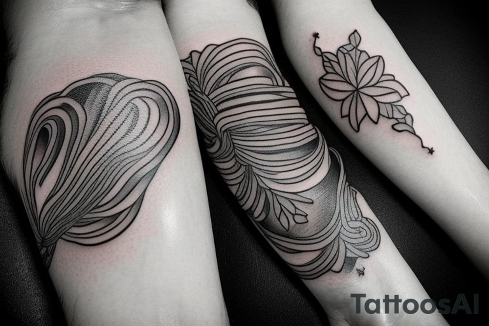 It is a tatoo on left arm. Main think is that is a straight line. But it has different thin size on the end of the main line. Those different thin size pieces are 15 centimeters long tattoo idea