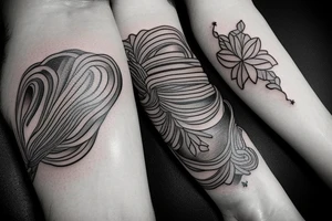 It is a tatoo on left arm. Main think is that is a straight line. But it has different thin size on the end of the main line. Those different thin size pieces are 15 centimeters long tattoo idea