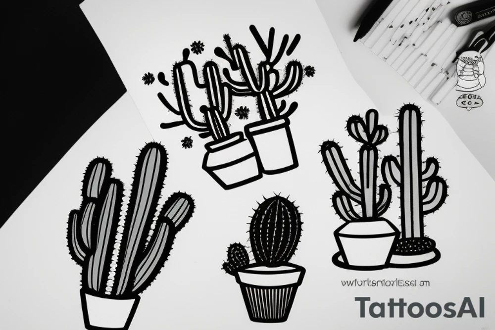 Cactus in pot tattoo idea