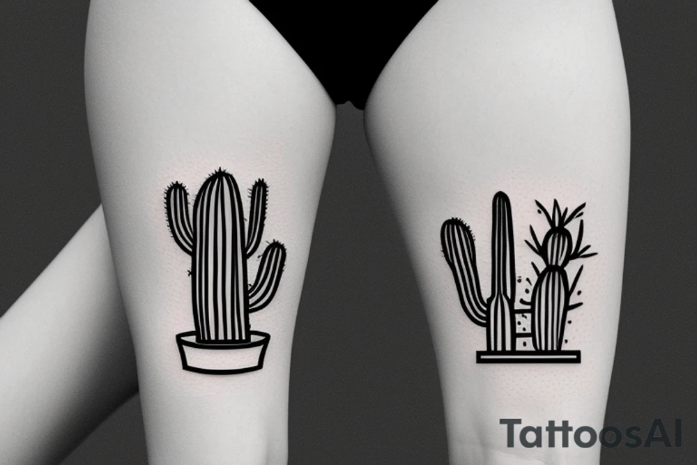 Cactus in pot tattoo idea