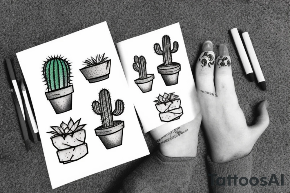 Cactus in pot , cute tattoo idea