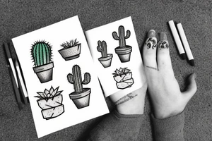 Cactus in pot , cute tattoo idea