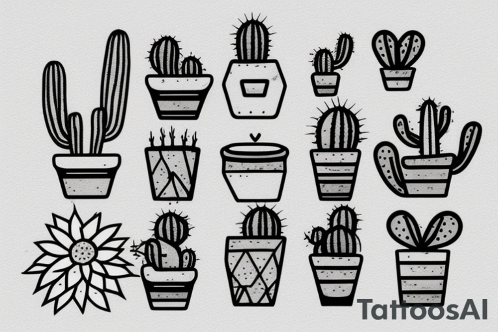 Cactus in pot , cute, little tattoo idea