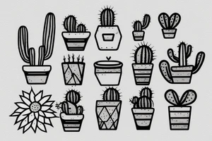 Cactus in pot , cute, little tattoo idea