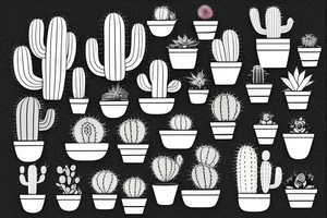 Cactus in pot , cute, little, black and white tattoo idea