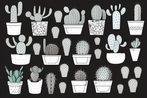 Cactus in pot , cute, little, black and white tattoo idea