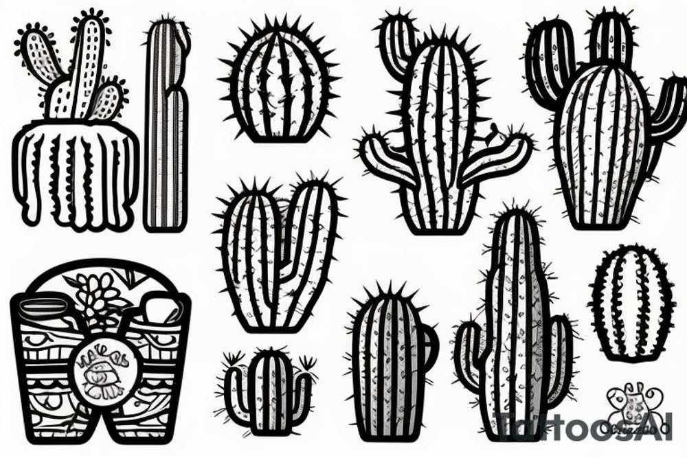 Cactus in pot , cute, little, black and white tattoo idea