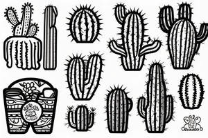 Cactus in pot , cute, little, black and white tattoo idea