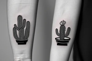 Cactus in pot , cute, little, black and white tattoo idea