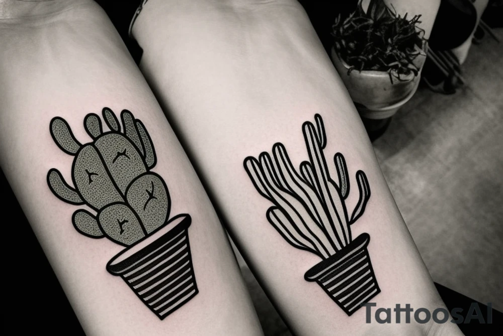 Cactus in pot , cute, little, small tattoo idea