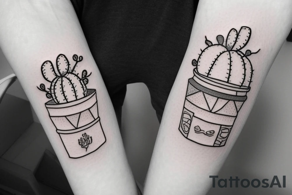 Cactus in pot , cute, little, small tattoo idea