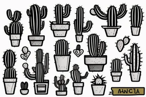 Cactus in pot , cute, little, small, 2 banchs tattoo idea