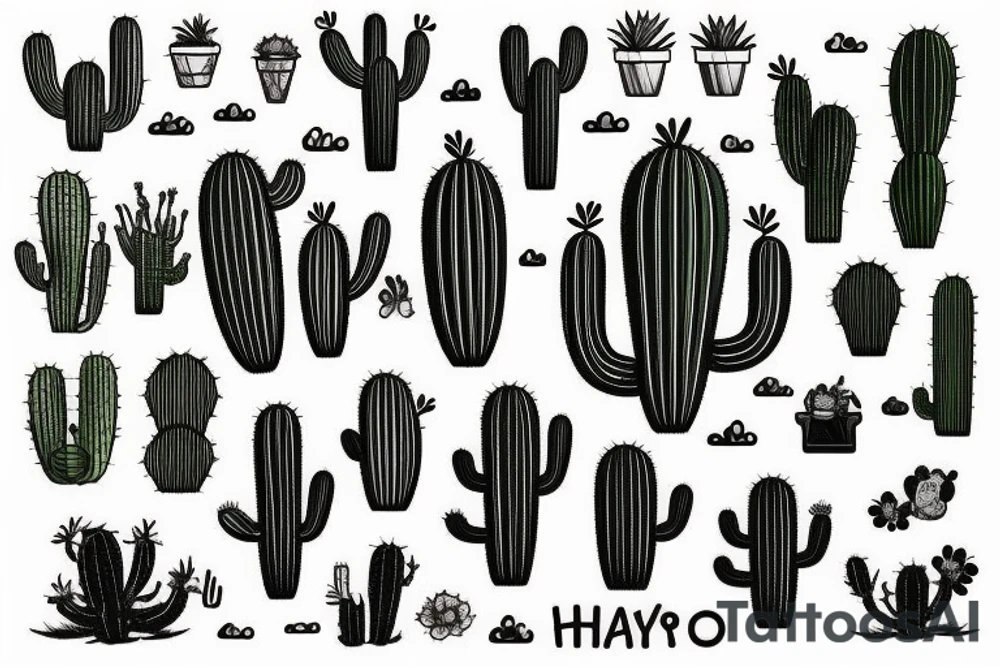 Cactus in pot tattoo idea
