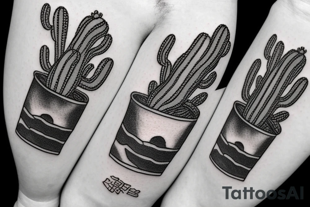 Cactus in pot, small tattoo idea
