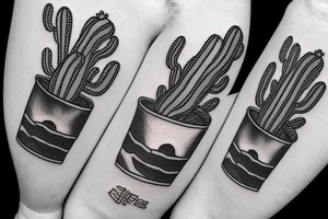 Cactus in pot, small tattoo idea