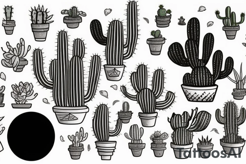Cactus in pot, small tattoo idea
