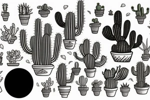 Cactus in pot, small tattoo idea