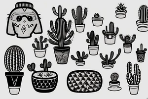 Cactus in pot, small, long tattoo idea