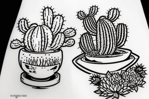 Cactus in pot, small, long tattoo idea