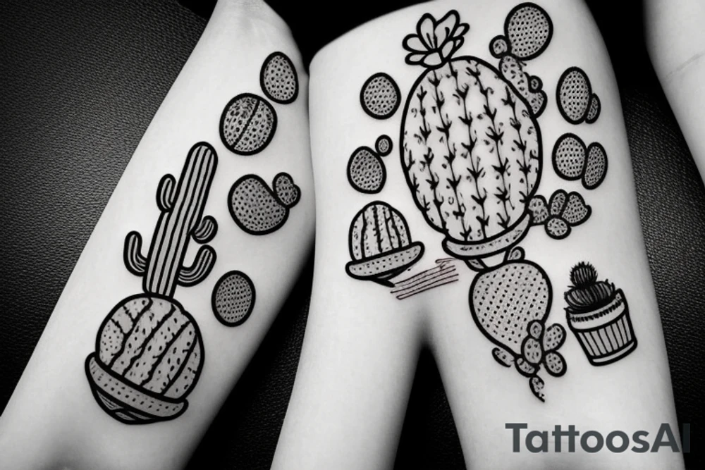 Cactus in pot, small, long, love tattoo idea