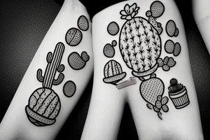 Cactus in pot, small, long, love tattoo idea