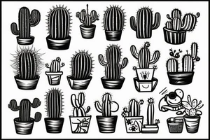 Cactus in pot, small, long, love tattoo idea