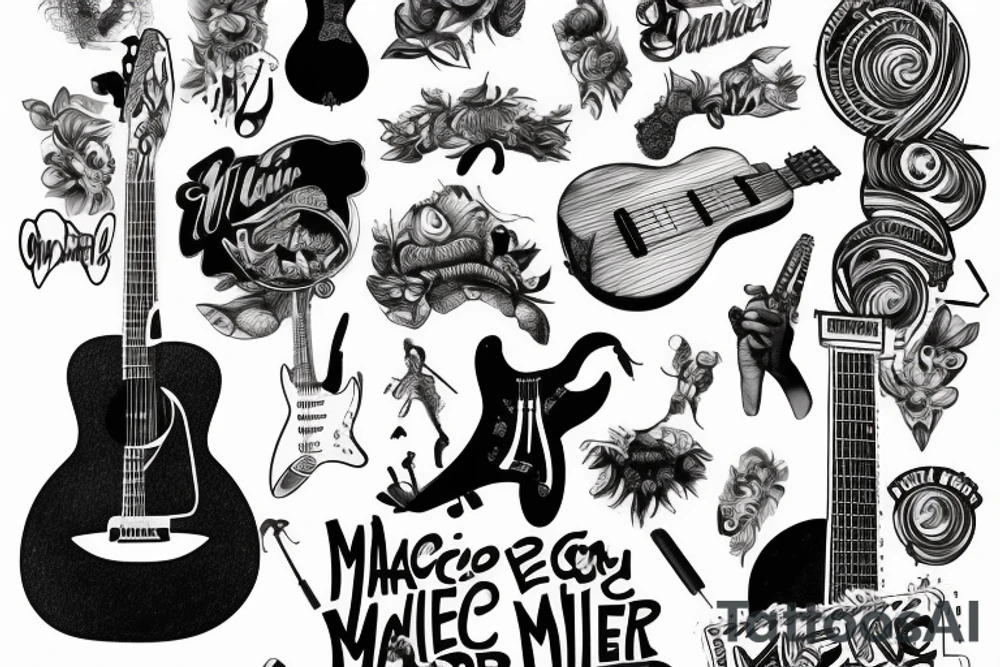 mac miller playing guitar tattoo idea