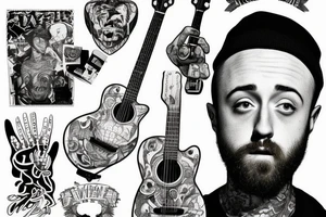 mac miller playing guitar tattoo idea