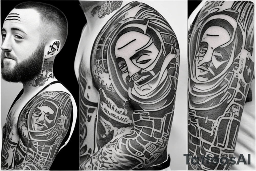 mac miller playing guitar tattoo idea