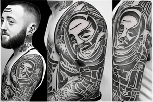 mac miller playing guitar tattoo idea