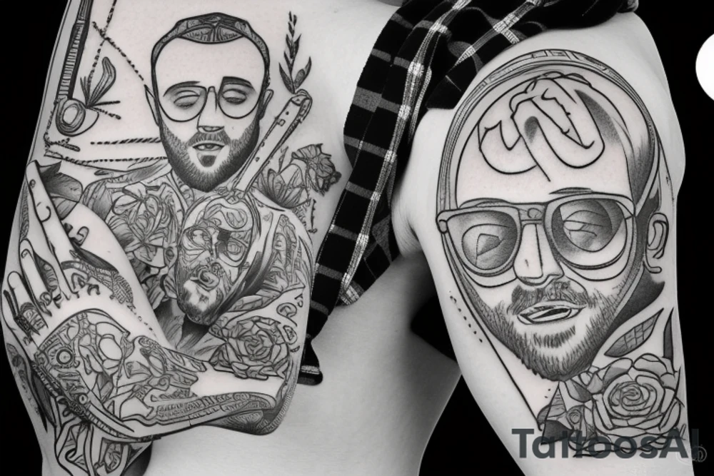 mac miller playing guitar tattoo idea