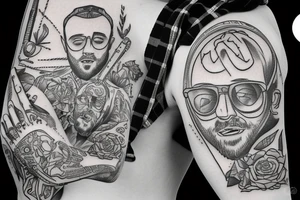 mac miller playing guitar tattoo idea