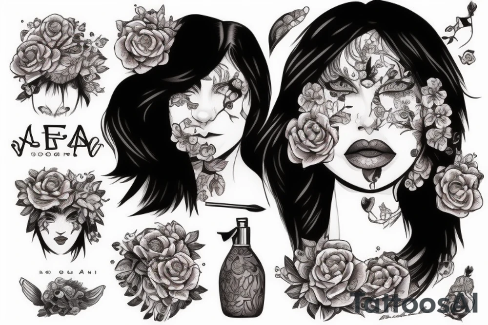 Femme avec peau d'ours et arme tattoo idea