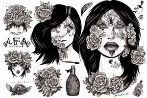 Femme avec peau d'ours et arme tattoo idea