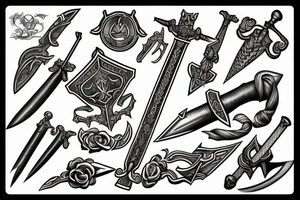 Sword with scales of justice tattoo idea