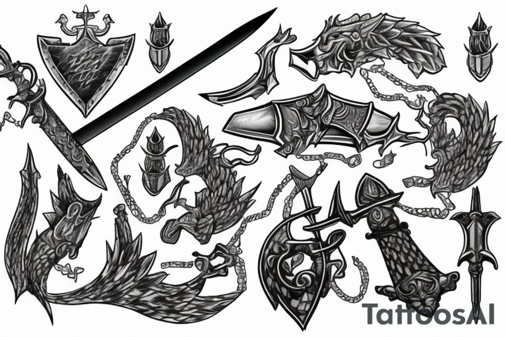 Sword with scales of justice tattoo idea