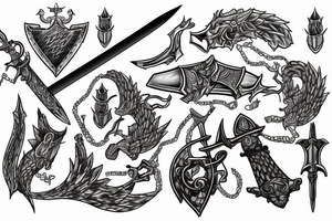 Sword with scales of justice tattoo idea