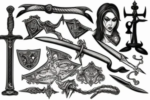 Sword with scales of justice tattoo idea