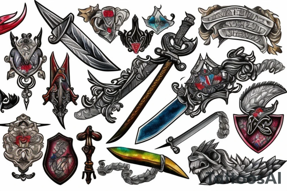 Sword with scales of justice tattoo idea