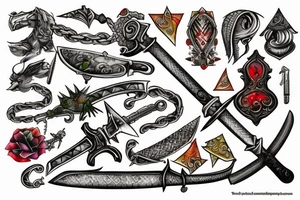 Sword with scales of justice tattoo idea