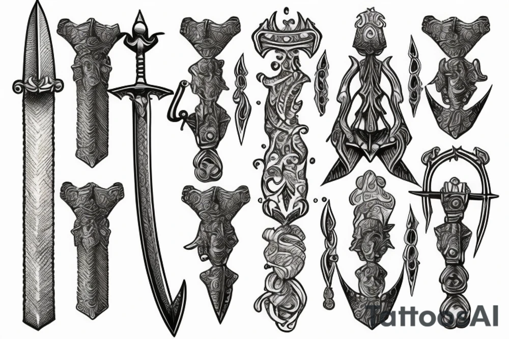 sword with scales of justice tattoo idea