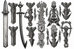 sword with scales of justice tattoo idea