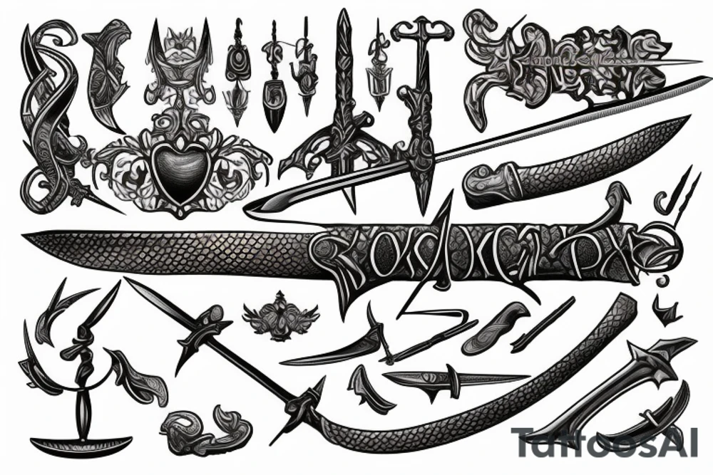 sword with scales of justice tattoo idea
