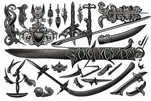 sword with scales of justice tattoo idea