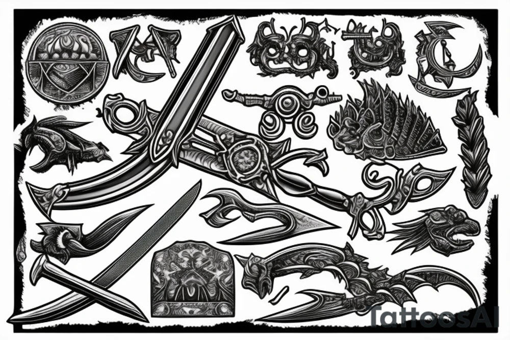 sword with scales of justice tattoo idea