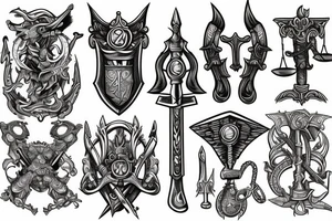 sword with scales of justice tattoo idea